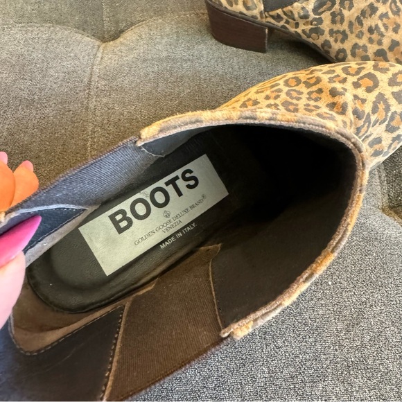 Golden Goose Dana Leopard Brown Boots Ankle Low Heel Booties - Picture 11 of 14